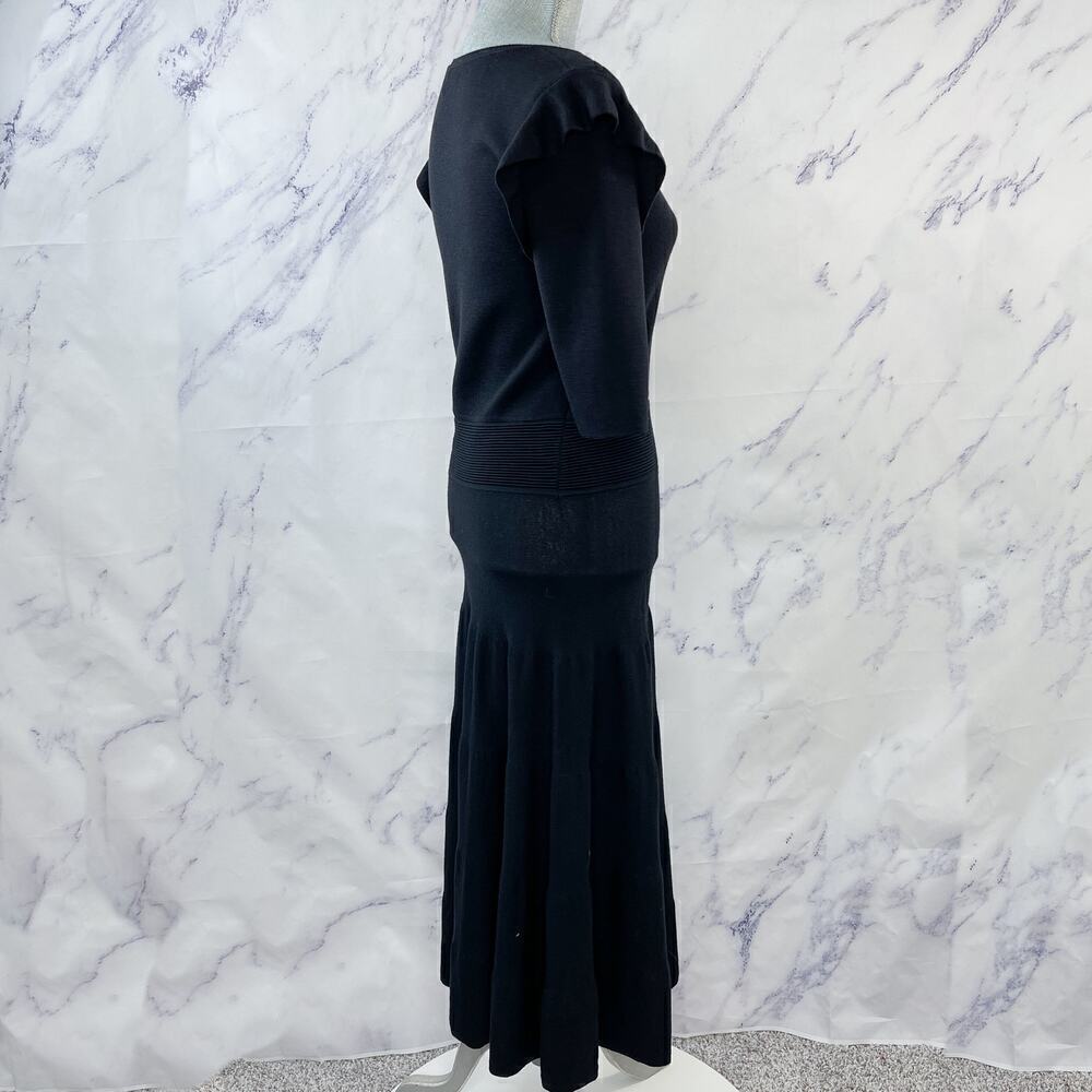 Agnona | Black Wool Knit Maxi Dress | Sz IT 44 / US 8 - Picture 5 of 9